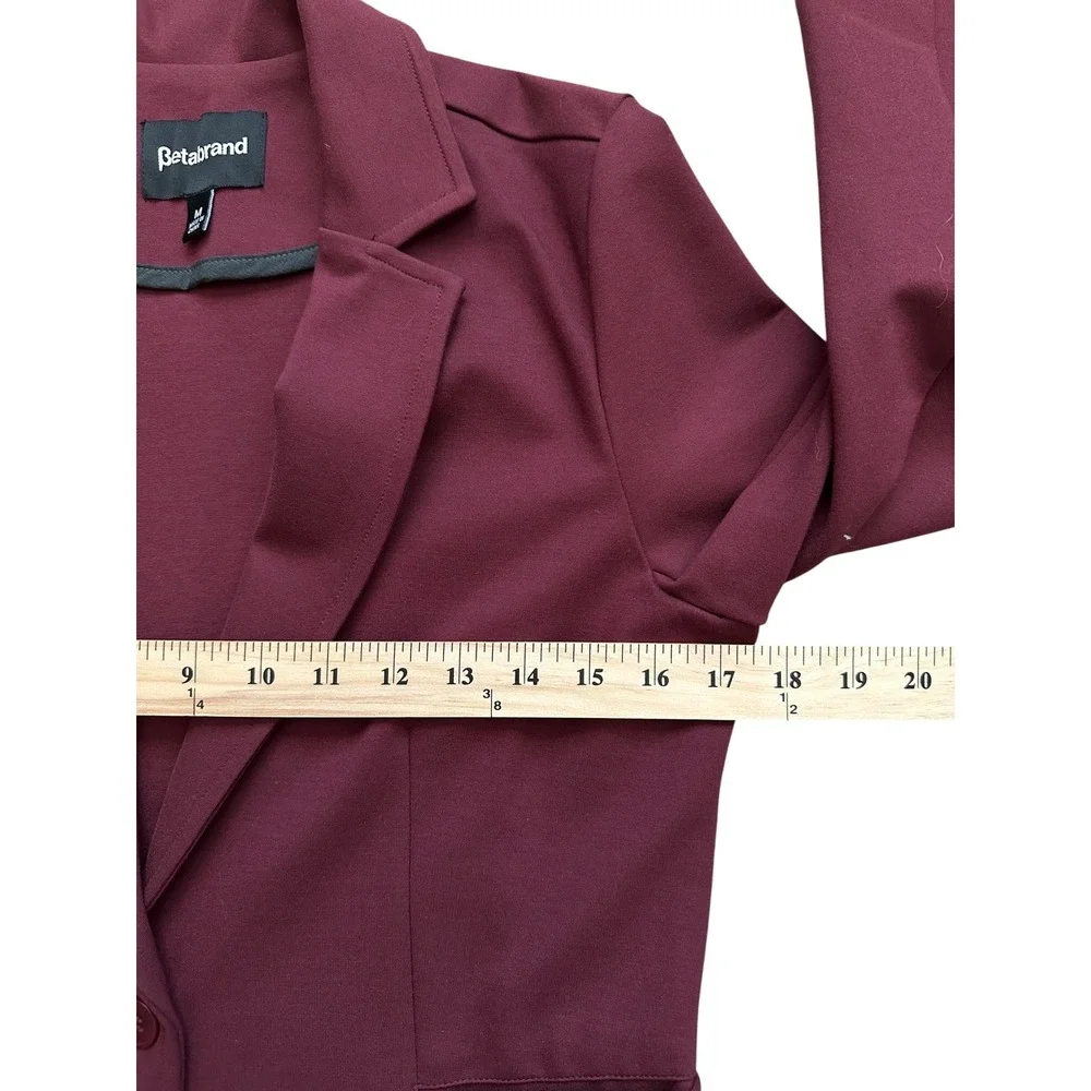 Career Betabrand Classic Blazer Tailored Stretch Ponte Burgundy Wine M